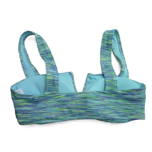 NWOT Aerie Green & Blue Space Dye V Wire Bandeau Bralette Bikini Top Size S - Picture 3 of 6